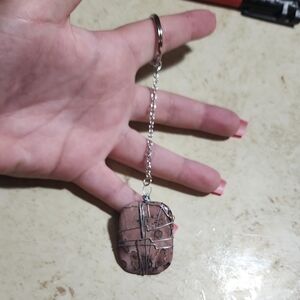 handwraped stone keychain
